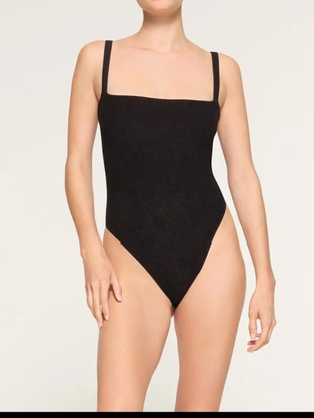 SKIMS Black And Brown Square-Neck Terry Lounge Body Suits (Set Of 2) - Picture 1 of 14